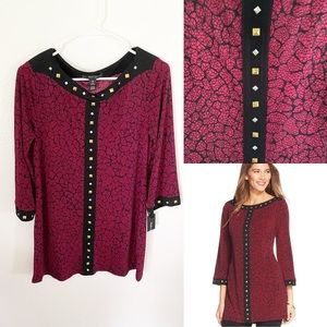 Style & Co Printed Studded Tunic Top Size Medium Petite NWT
